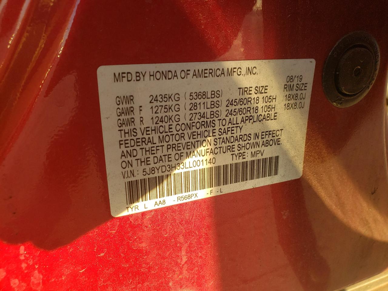 2020 Acura Mdx VIN: 5J8YD3H33LL001140 Lot: 91499795