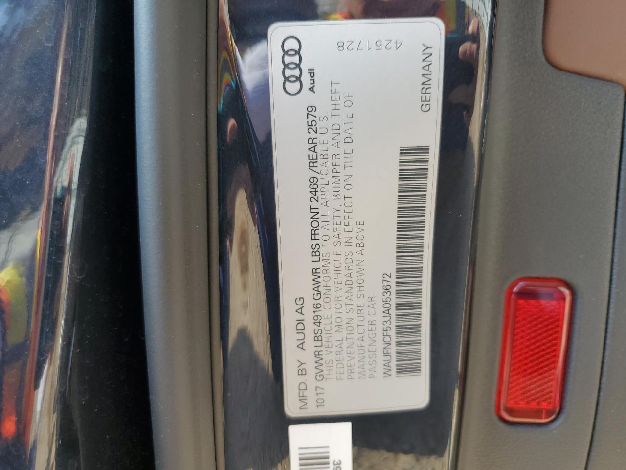 2018 Audi A5 Prestige S-Line VIN: WAUFNCF53JA053672 Lot: 93954335