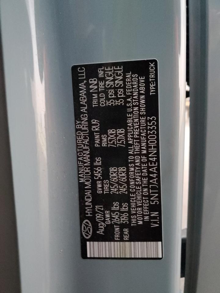 2022 Hyundai Santa Cruz Se VIN: 5NTJA4AE4NH003353 Lot: 91669655