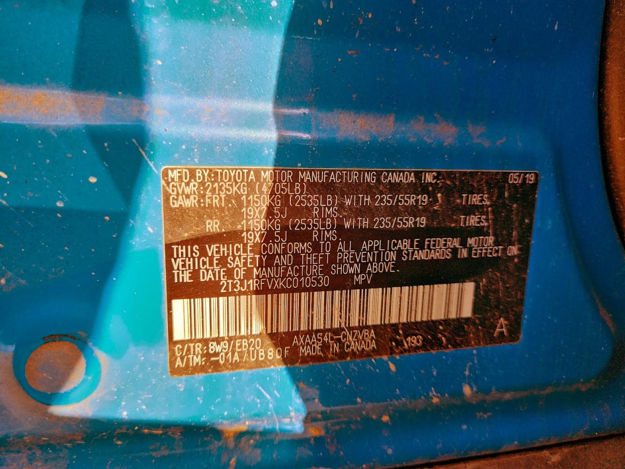 2019 Toyota Rav4 Adventure VIN: 2T3J1RFVXKC010530 Lot: 93425315