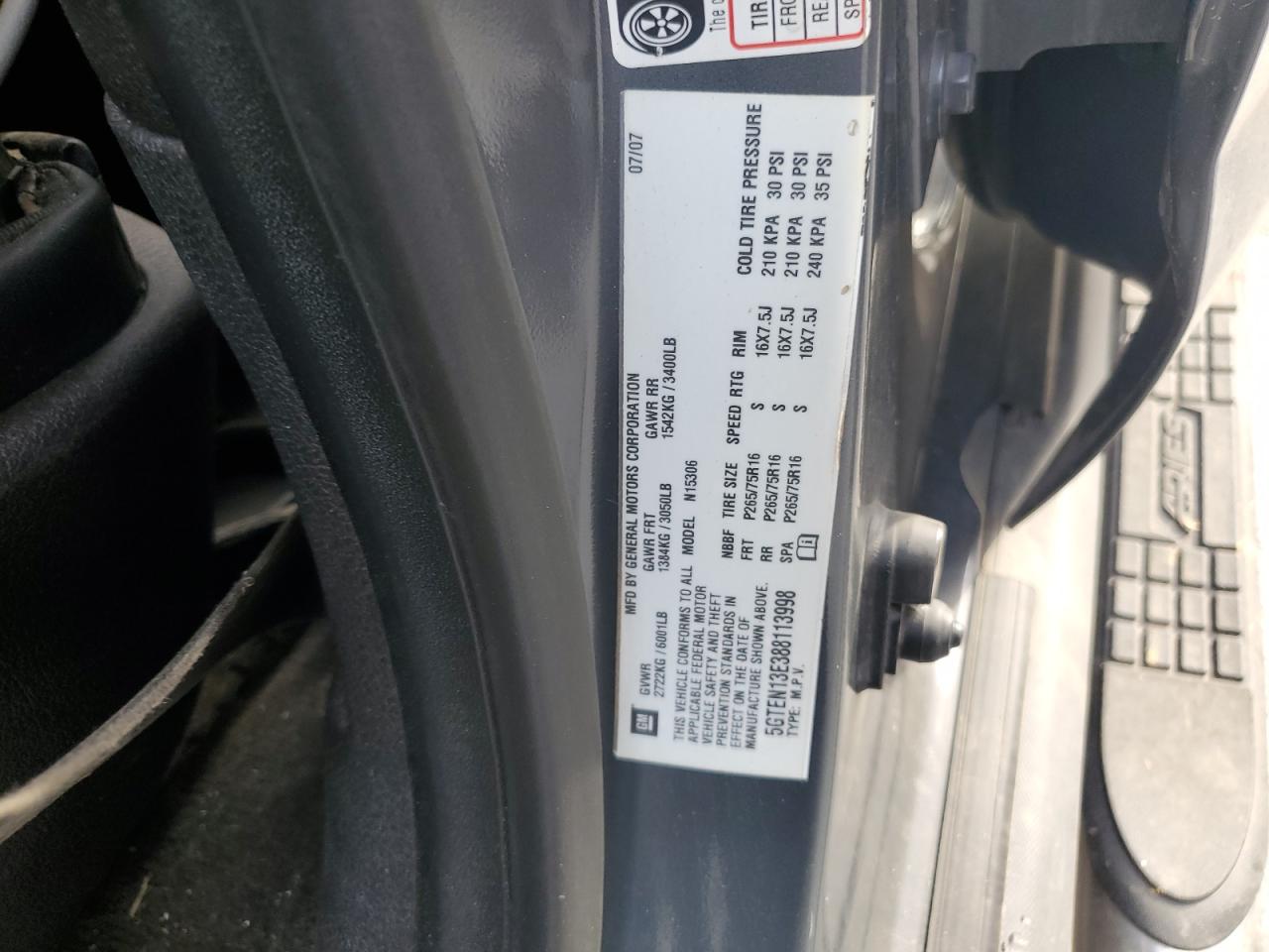 2008 Hummer H3 VIN: 5GTEN13E388113998 Lot: 93728625