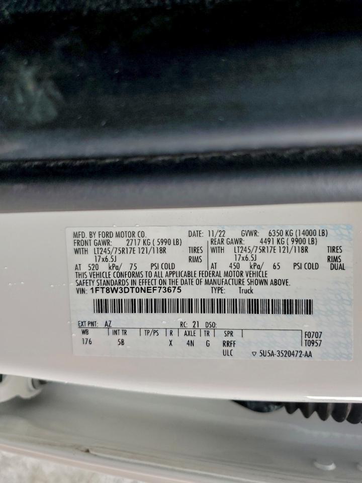 2022 Ford F350 Super Duty VIN: 1FT8W3DT0NEF73675 Lot: 81381805