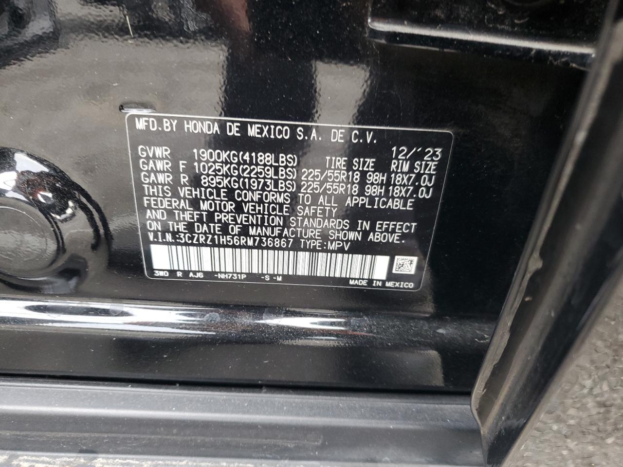 2024 Honda Hr-V Sport VIN: 3CZRZ1H56RM736867 Lot: 92384065