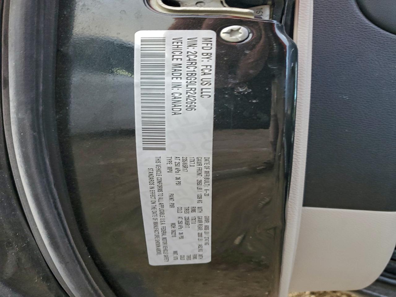 2020 Chrysler Pacifica Touring L VIN: 2C4RC1BG9LR242696 Lot: 94499655