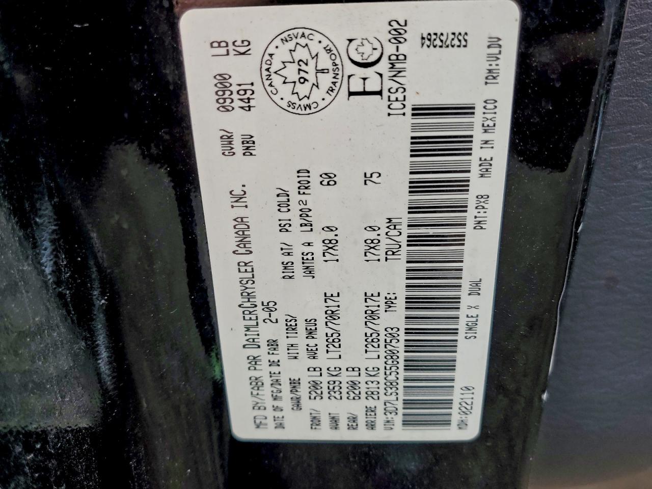 2005 Dodge Ram 3500 St VIN: 3D7LS38C55G807503 Lot: 91614475