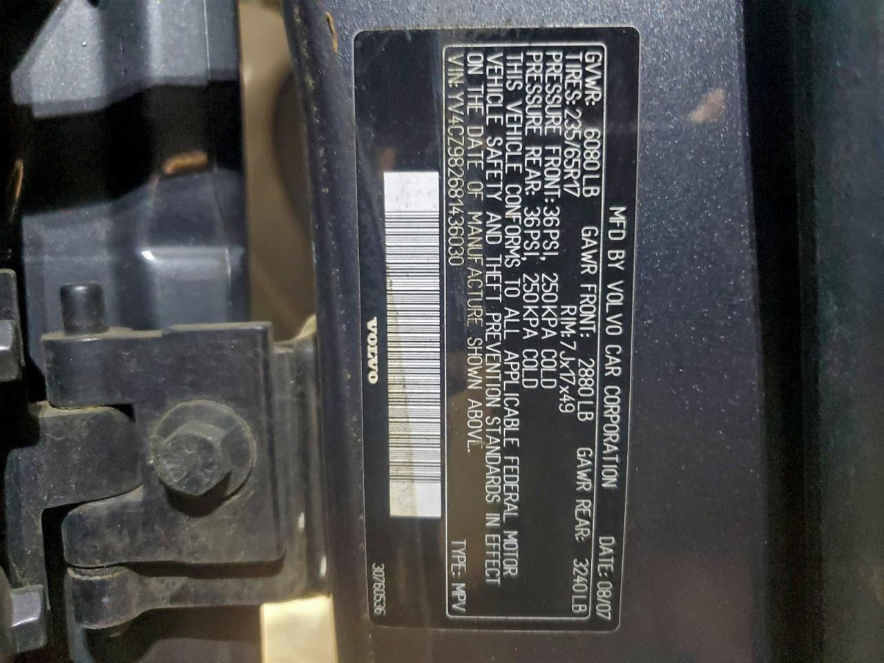 2008 Volvo Xc90 3.2 VIN: YV4CZ982681436030 Lot: 93830755