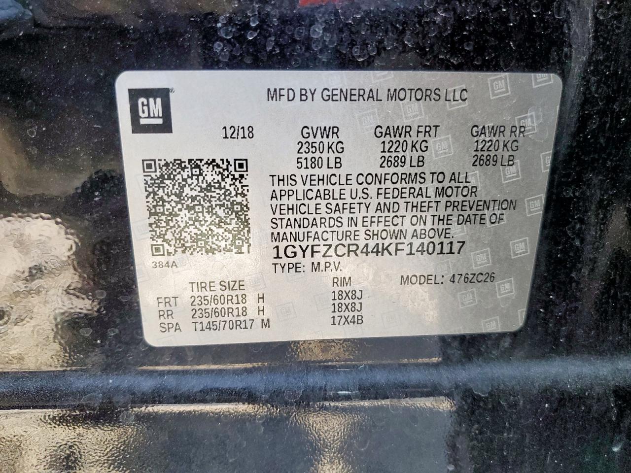 2019 Cadillac Xt4 Premium Luxury VIN: 1GYFZCR44KF140117 Lot: 92684715