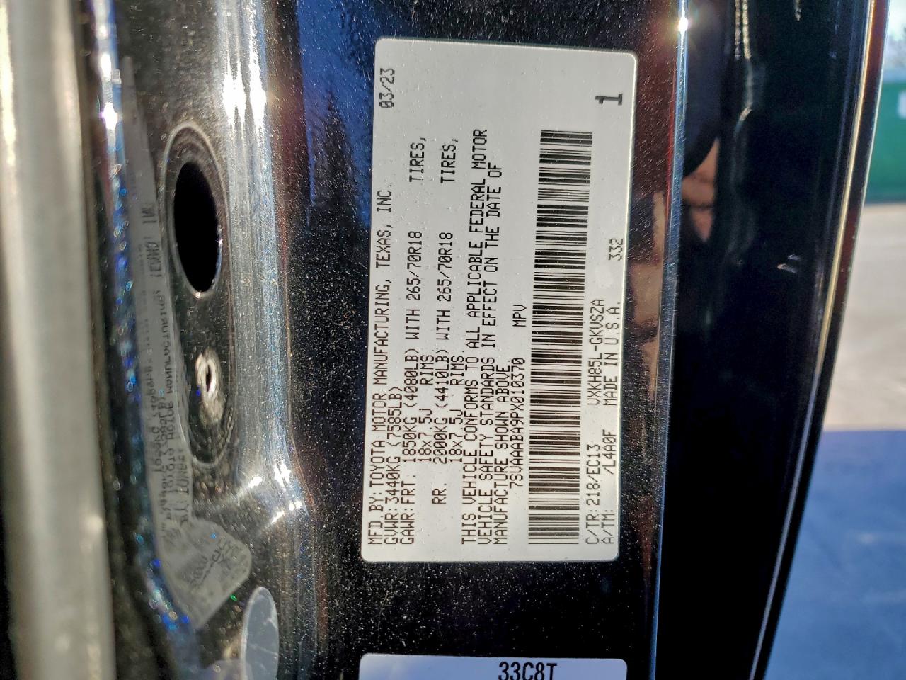 2023 Toyota Sequoia Sr5 VIN: 7SVAAABA9PX010370 Lot: 93740325