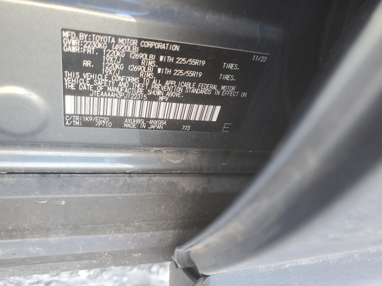 2023 Toyota Venza Le VIN: JTEAAAAH3PJ122315 Lot: 92356335