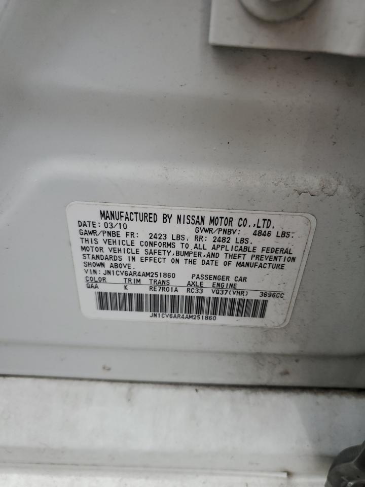 2010 Infiniti G37 VIN: JN1CV6AR4AM251860 Lot: 91988655