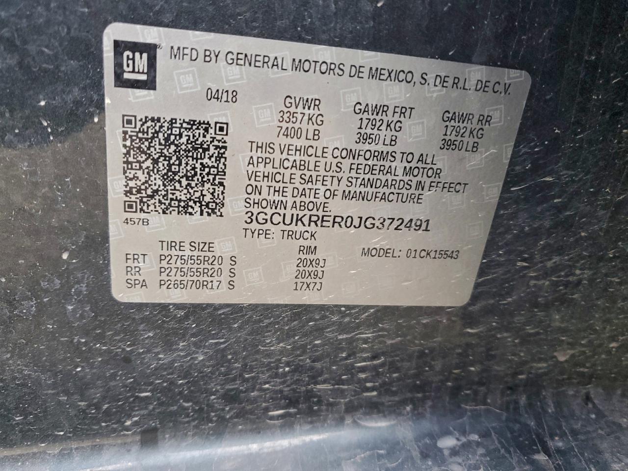 2018 Chevrolet Silverado K1500 Lt VIN: 3GCUKRER0JG372491 Lot: 93073145