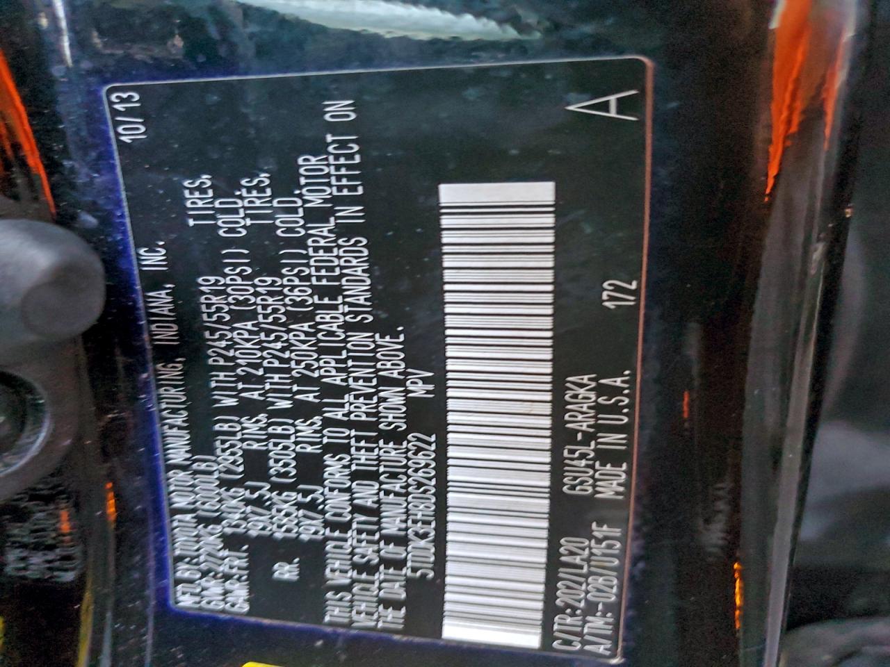 2013 Toyota Highlander Limited VIN: 5TDDK3EH8DS269622 Lot: 93712235