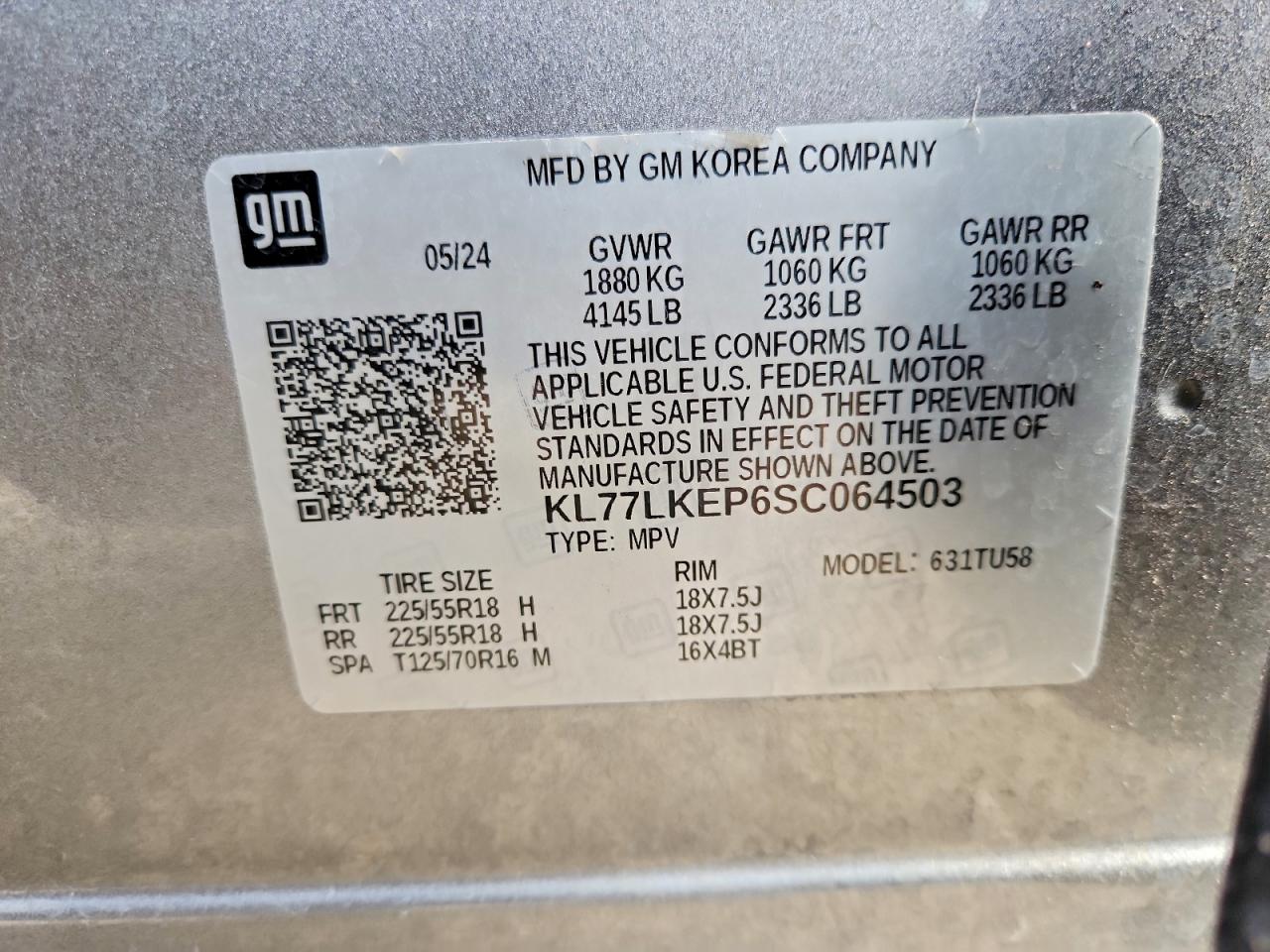 2025 Chevrolet Trax Activ VIN: KL77LKEP6SC064503 Lot: 93705865