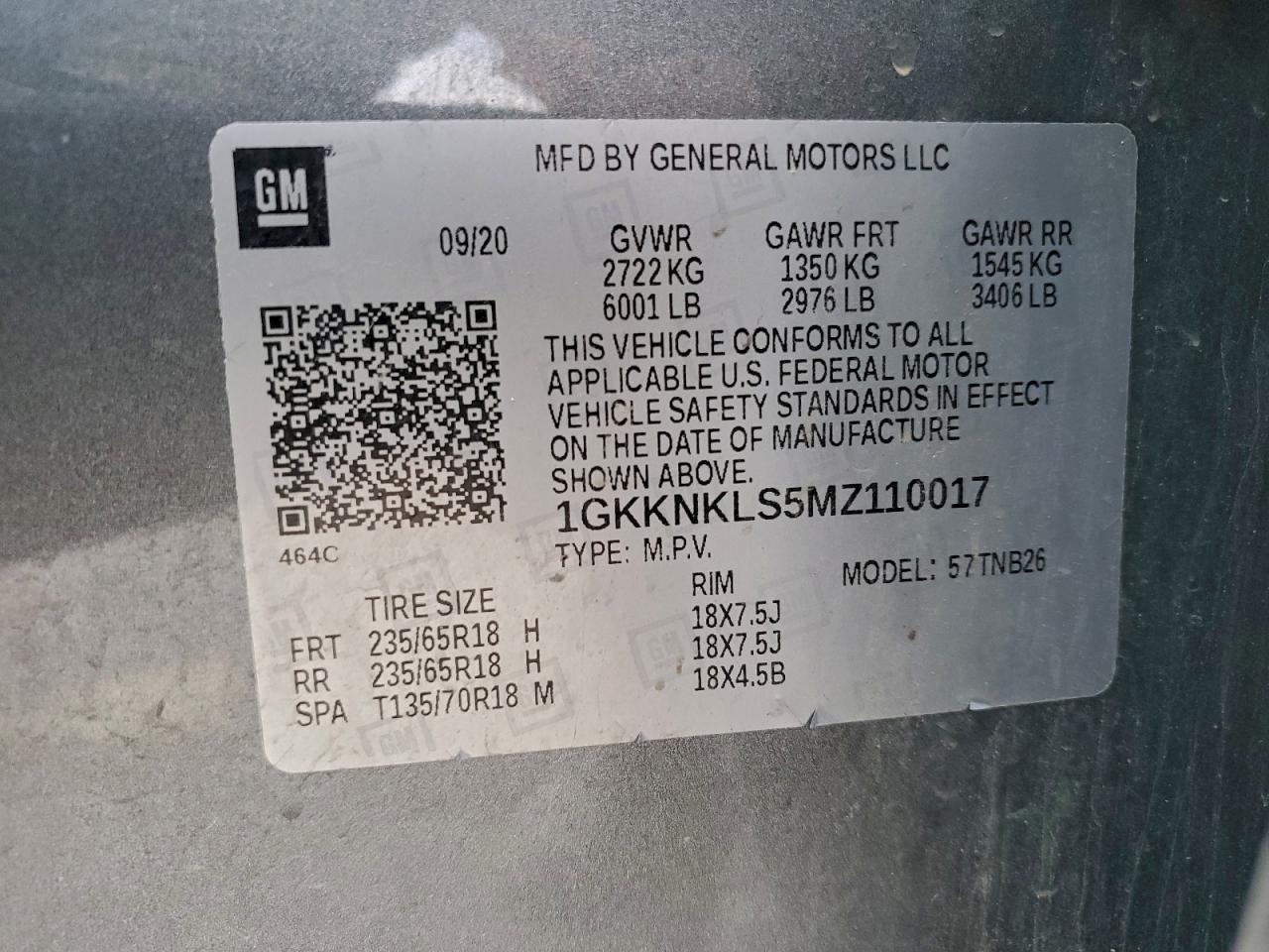 2021 GMC Acadia Sle VIN: 1GKKNKLS5MZ110017 Lot: 93500235