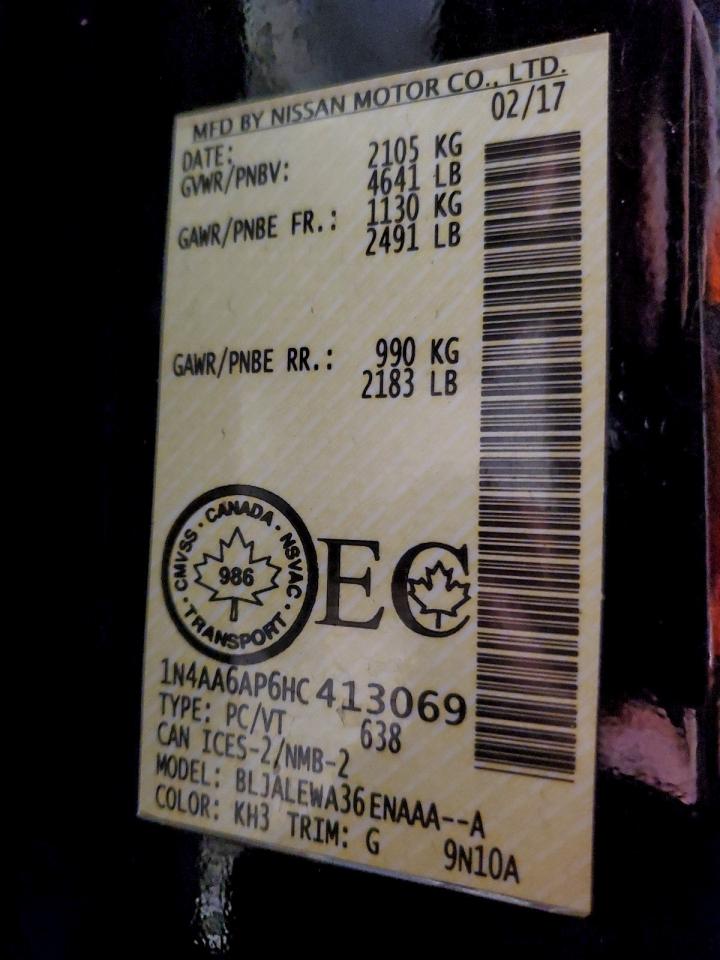 2017 Nissan Maxima 3.5S VIN: 1N4AA6AP6HC413069 Lot: 93488905