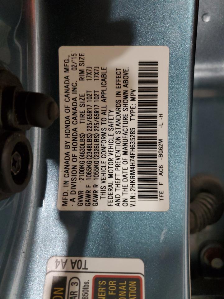 2015 Honda Cr-V Exl VIN: 2HKRM4H74FH635285 Lot: 91764465