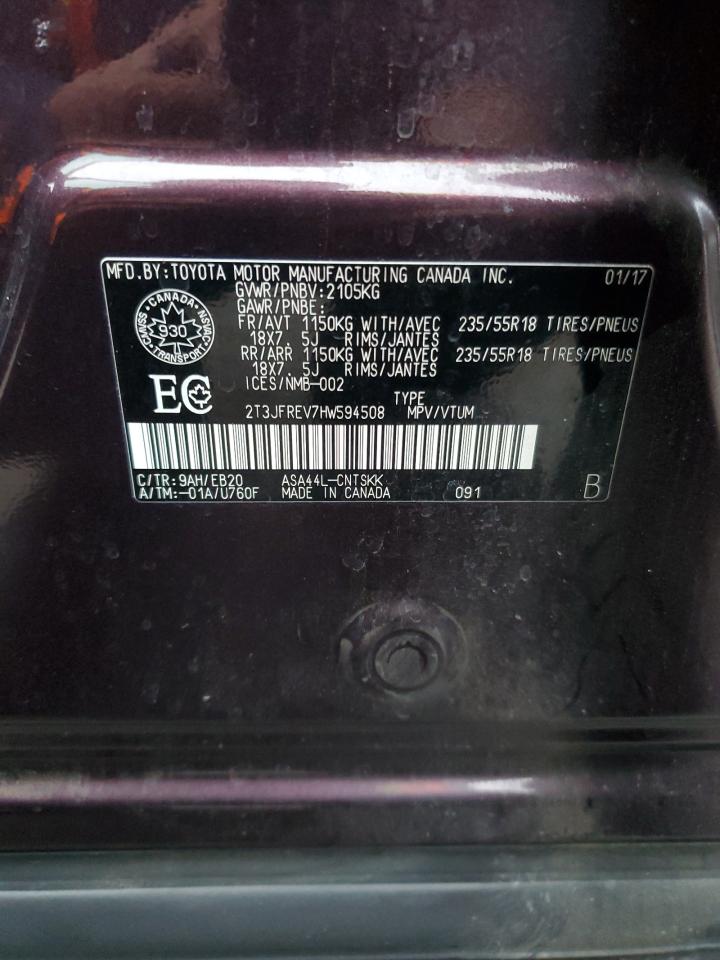 2017 Toyota Rav4 Se VIN: 2T3JFREV7HW594508 Lot: 93498115