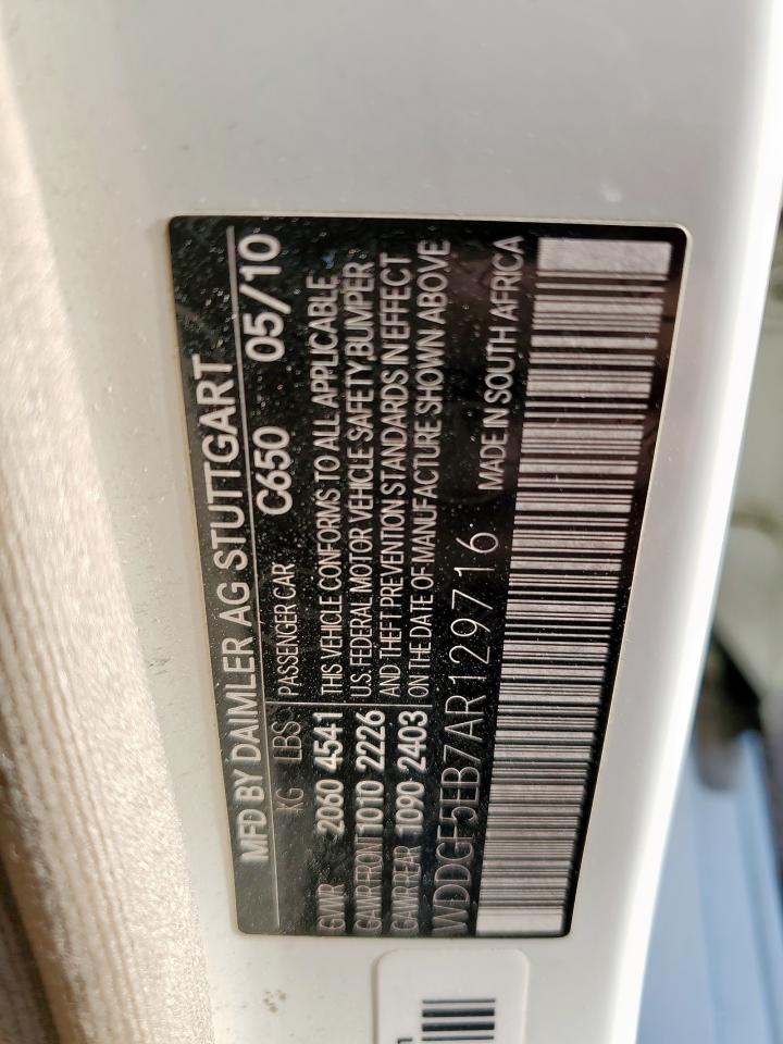 2010 Mercedes-Benz C 300 VIN: WDDGF5EB7AR129716 Lot: 91339455