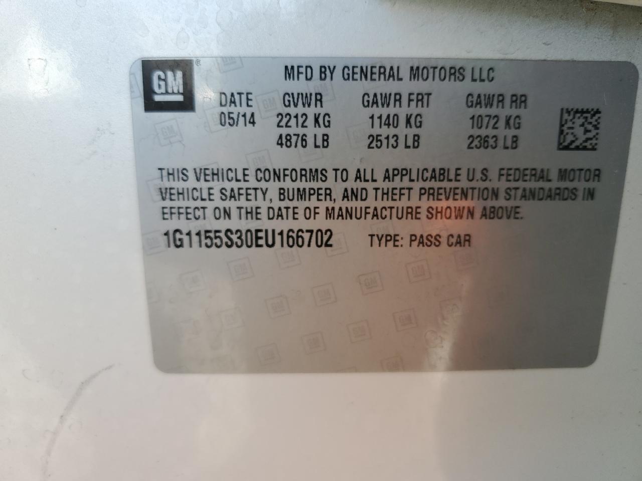 2014 Chevrolet Impala Ltz VIN: 1G1155S30EU166702 Lot: 92729845