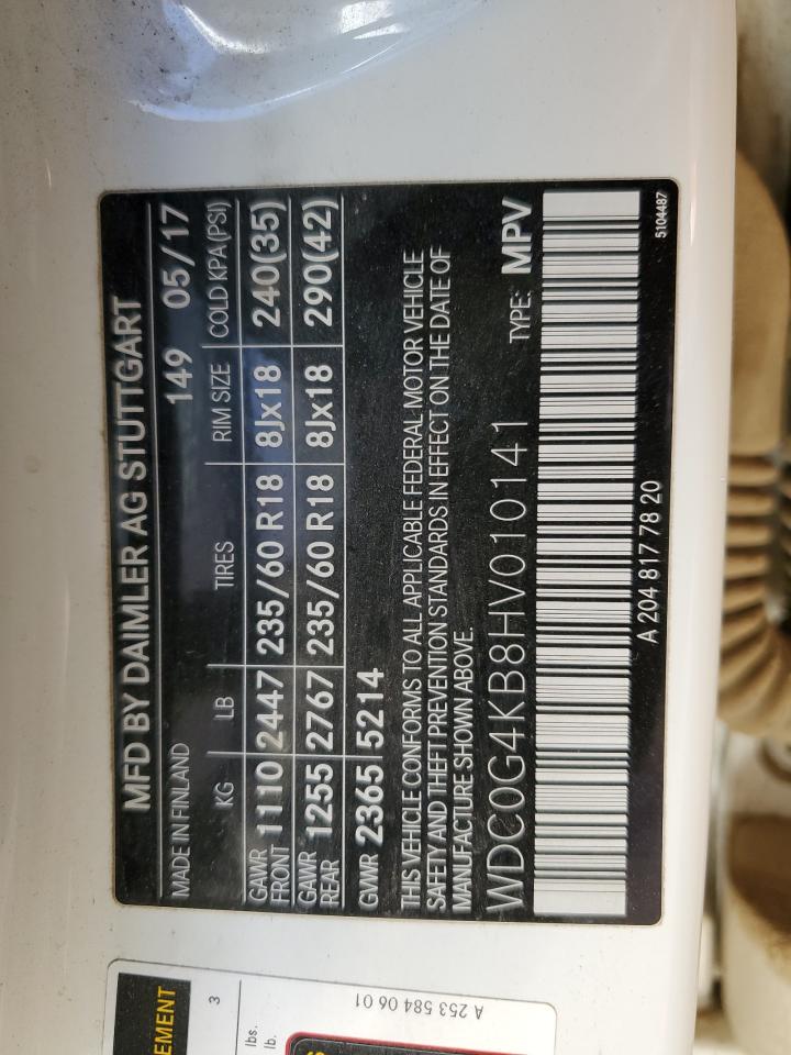 2017 Mercedes-Benz Glc 300 4Matic VIN: WDC0G4KB8HV010141 Lot: 92931725