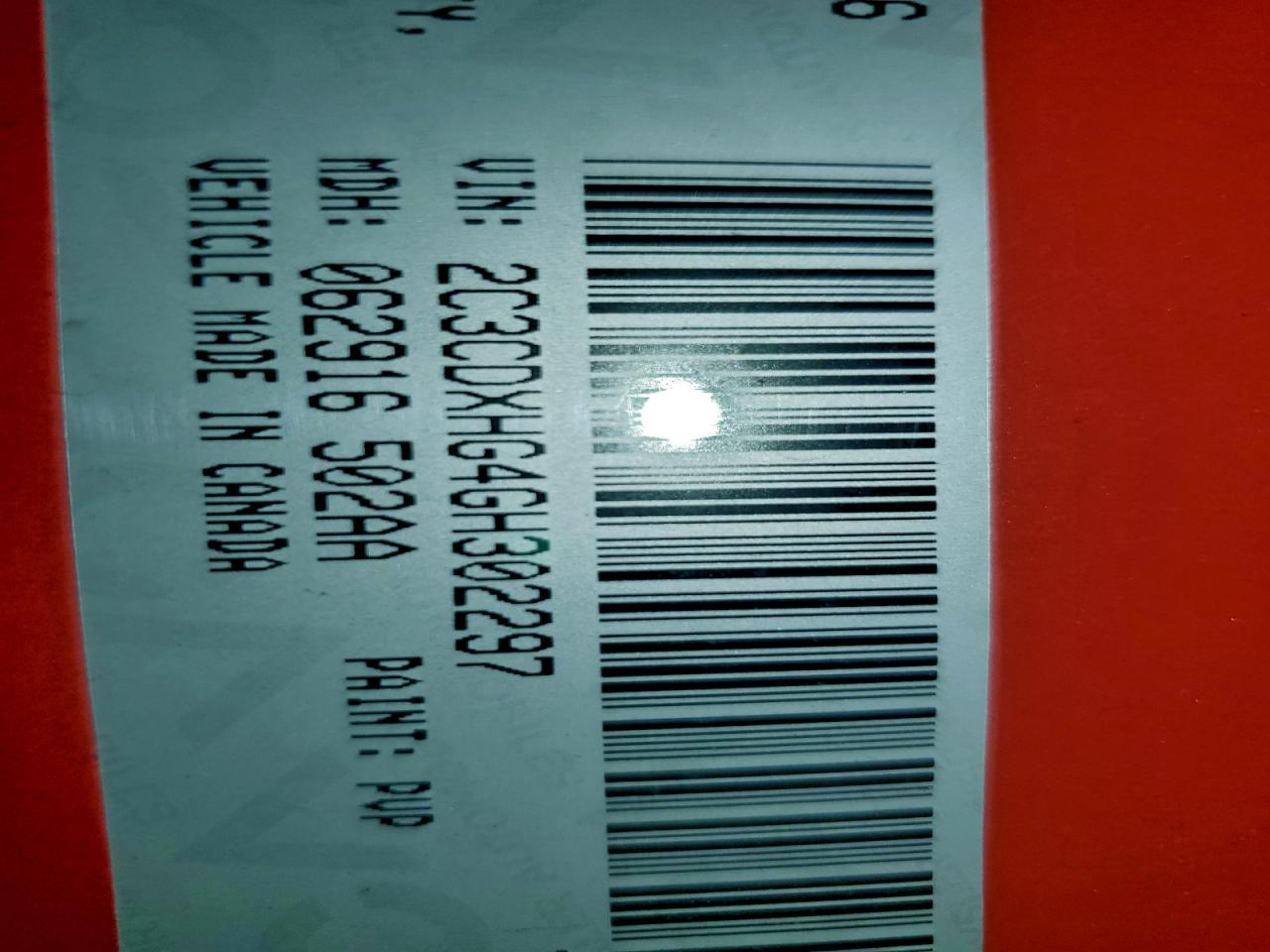 2016 Dodge Charger Sx VIN: 302297 Lot: 94814515