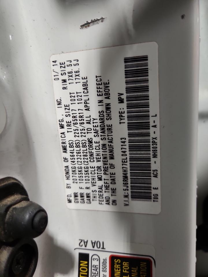 2014 Honda Cr-V Exl VIN: 5J6RM4H77EL047143 Lot: 93185985