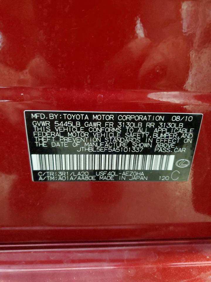 2010 Lexus Ls 460 VIN: JTHBL5EF5A5101337 Lot: 91230245