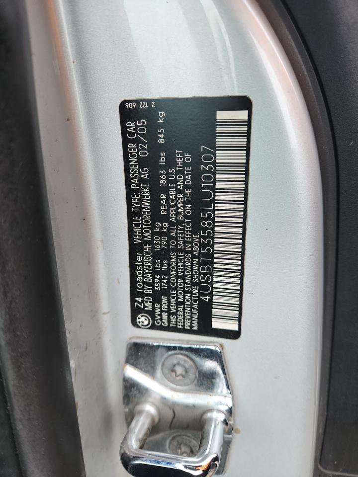 2005 BMW Z4 3.0 VIN: 4USBT53585LU10307 Lot: 93895145