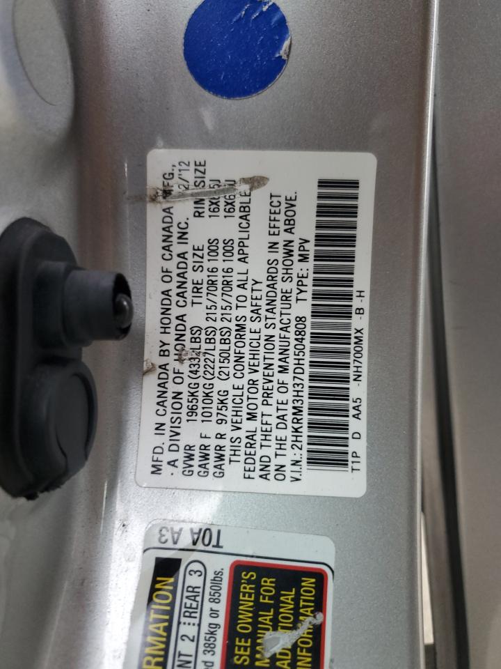 2013 Honda Cr-V Lx VIN: 2HKRM3H37DH504808 Lot: 92850885