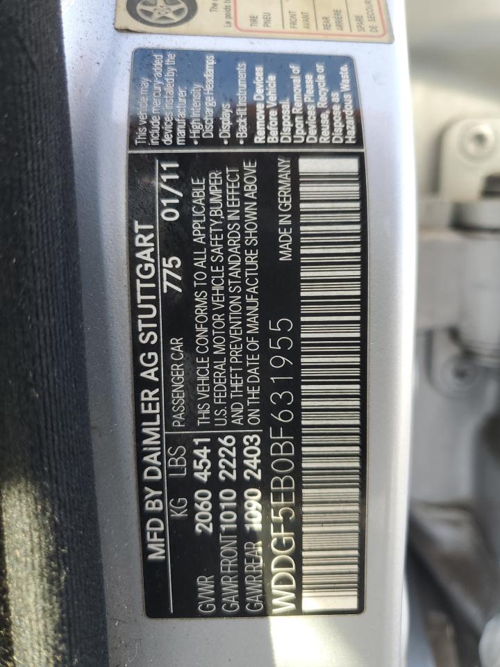 2011 Mercedes-Benz C 300 VIN: WDDGF5EB0BF631955 Lot: 93047625