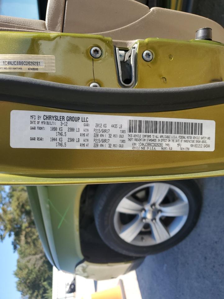 2012 Jeep Compass Sport VIN: 1C4NJCBB6CD626281 Lot: 91987435