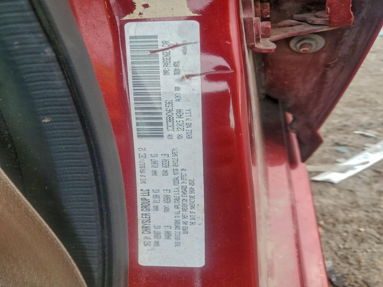 2013 Chrysler 200 Touring VIN: 1C3CCBBBXDN615361 Lot: 94301305