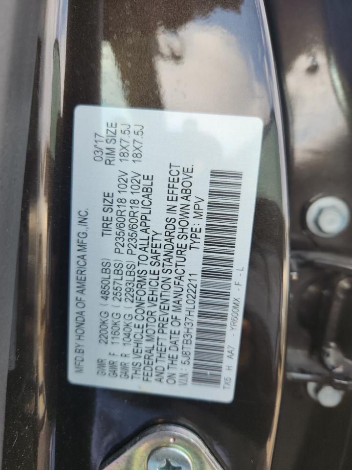 2017 Acura Rdx VIN: 5J8TB3H37HL022211 Lot: 91807945