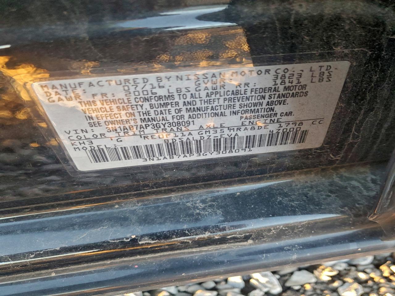 2016 Nissan Sentra S VIN: 3N1AB7AP3GY308091 Lot: 94789335