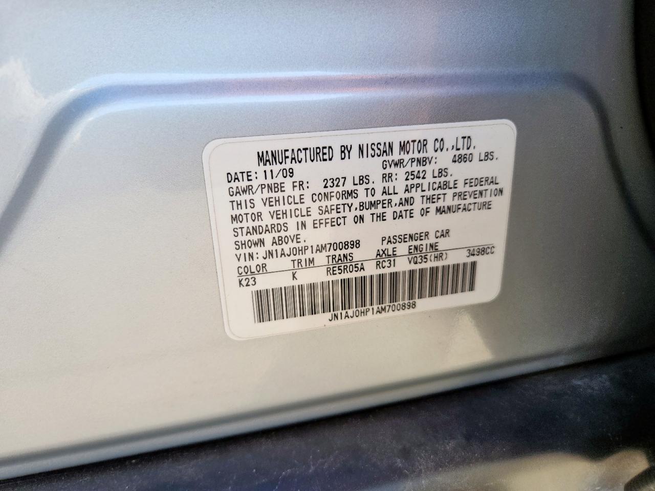 2010 Infiniti Ex35 Base VIN: JN1AJ0HP1AM700898 Lot: 92325745