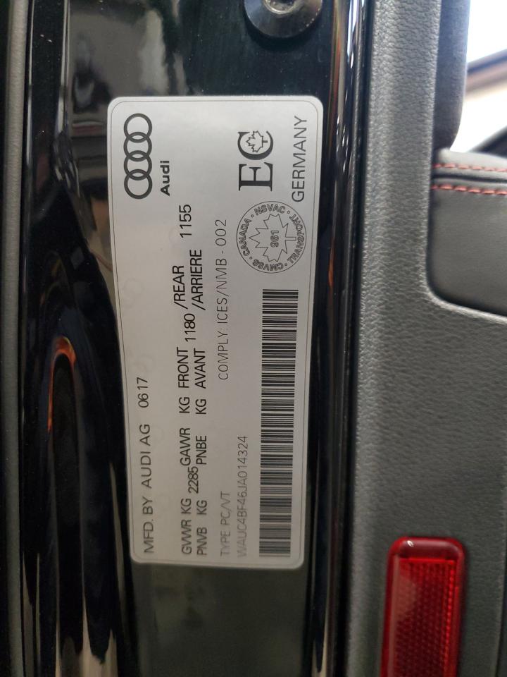 2018 Audi S4 Prestige VIN: WAUC4BF46JA014324 Lot: 91582255