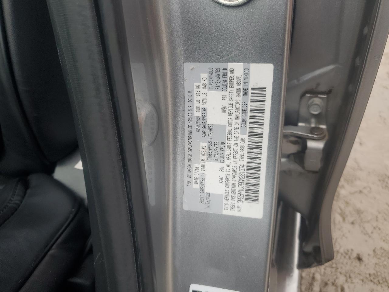 2016 Mazda 3 Sport VIN: 3MZBM1U79GM281374 Lot: 93771735