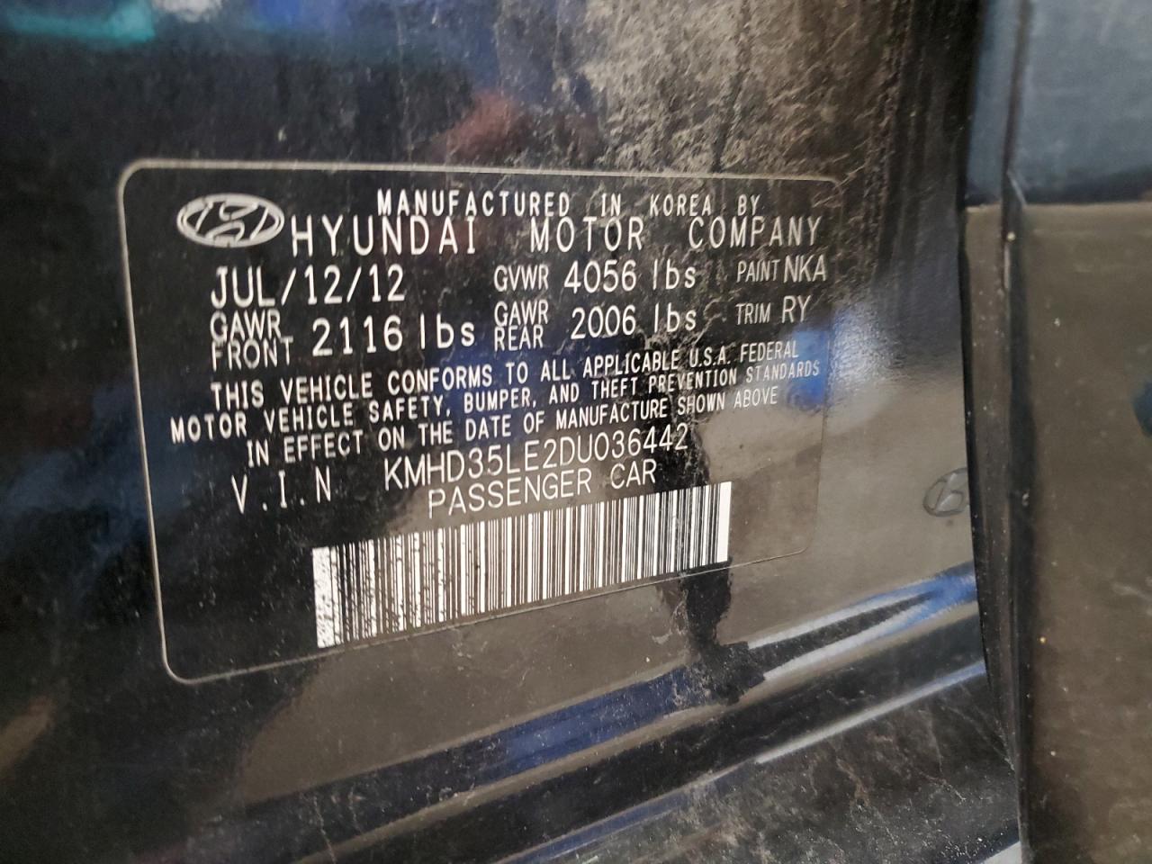 2013 Hyundai Elantra Gt VIN: KMHD35LE2DU036442 Lot: 92293565