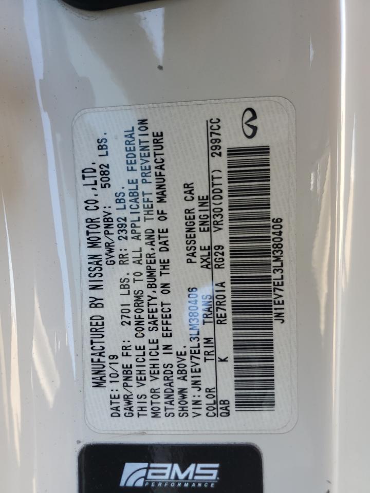 2020 Infiniti Q60 Pure VIN: JN1EV7EL3LM380406 Lot: 92498925