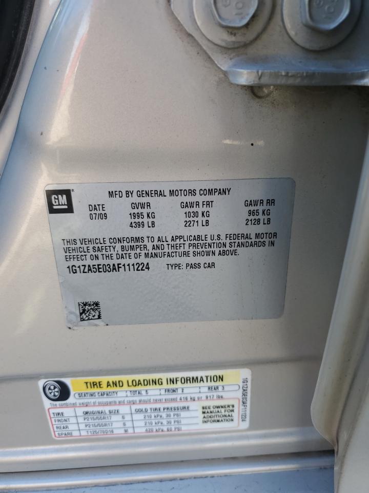 2010 Chevrolet Malibu Ls VIN: 1G1ZA5E03AF111224 Lot: 91698835