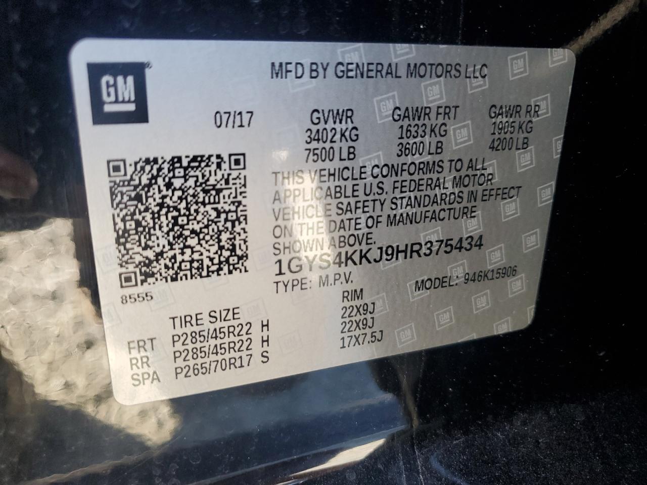 2017 Cadillac Escalade Esv Platinum VIN: 1GYS4KKJ9HR375434 Lot: 91468675