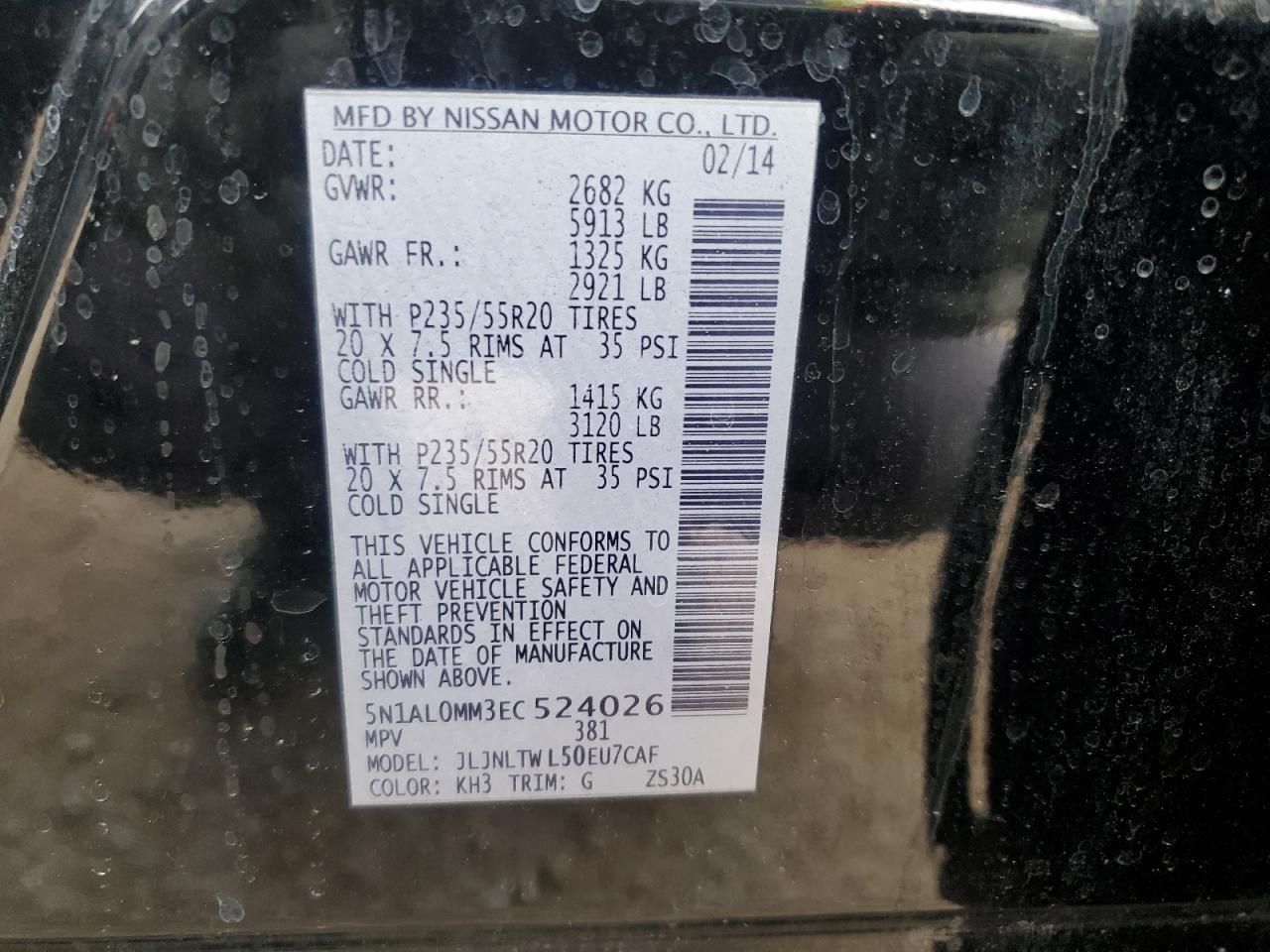 2014 Infiniti Qx60 VIN: 5N1AL0MM3EC524026 Lot: 93347685