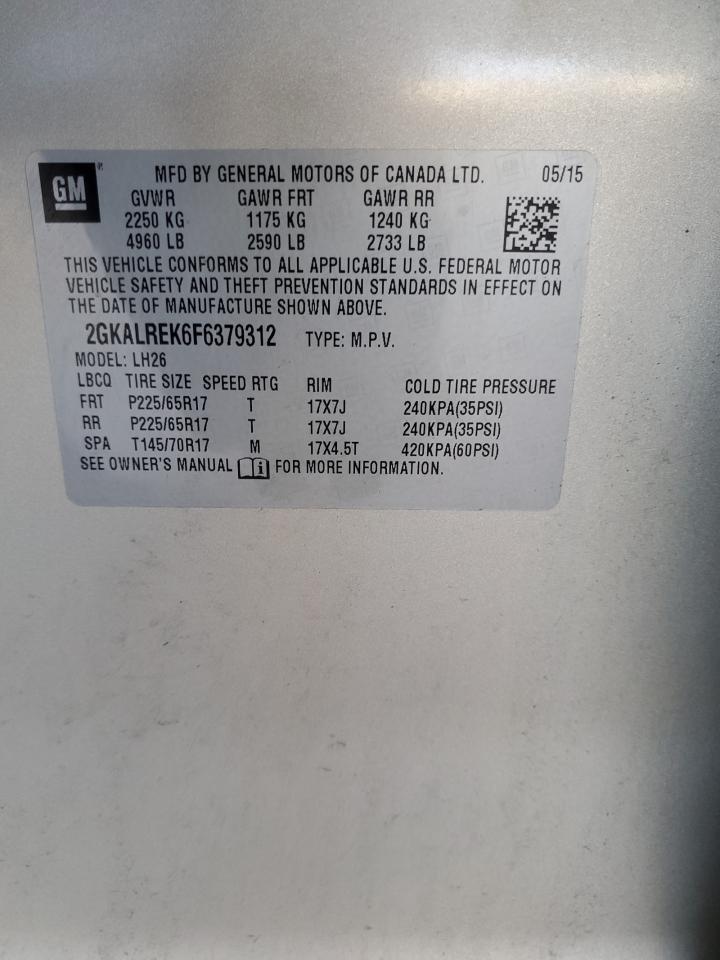 2015 GMC Terrain Sle VIN: 2GKALREK6F6379312 Lot: 90698205
