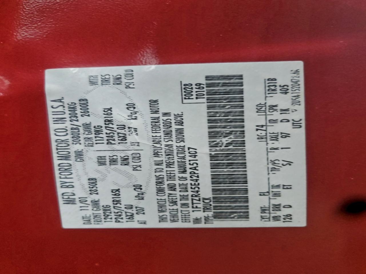 2002 Ford Ranger Super Cab VIN: 1FTZR45E42PA51407 Lot: 94256875