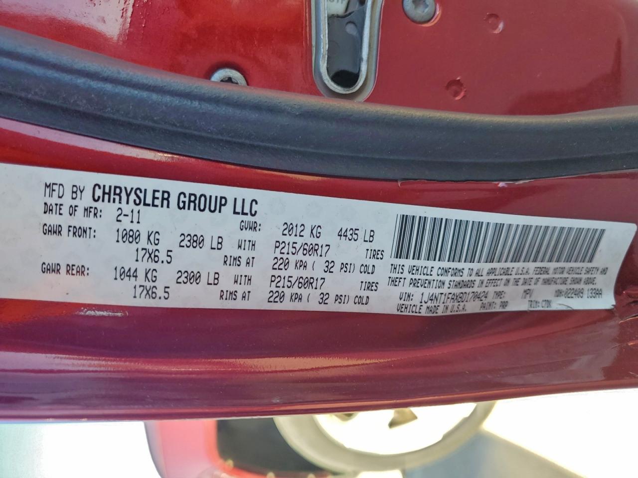 2011 Jeep Compass Sport VIN: 1J4NT1FAXBD170424 Lot: 91426675