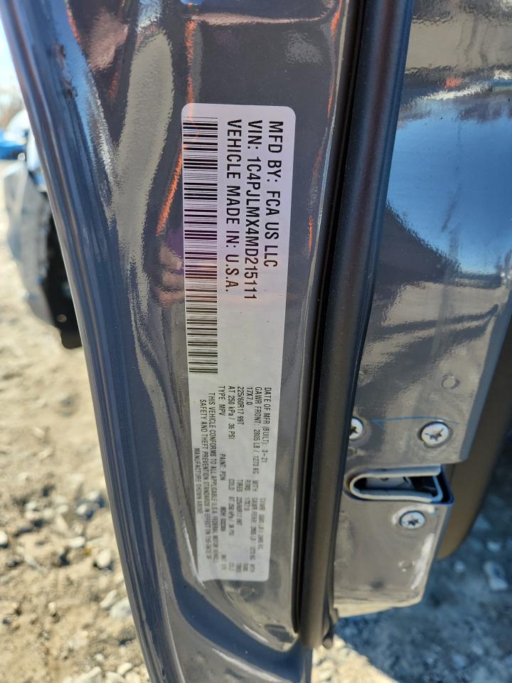 2021 Jeep Cherokee Latitude Lux VIN: 1C4PJLMX4MD215111 Lot: 92795845