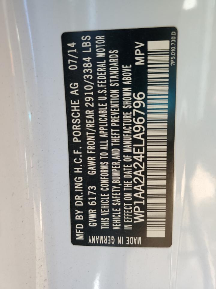 2014 Porsche Cayenne VIN: WP1AA2A24ELA96796 Lot: 91488715