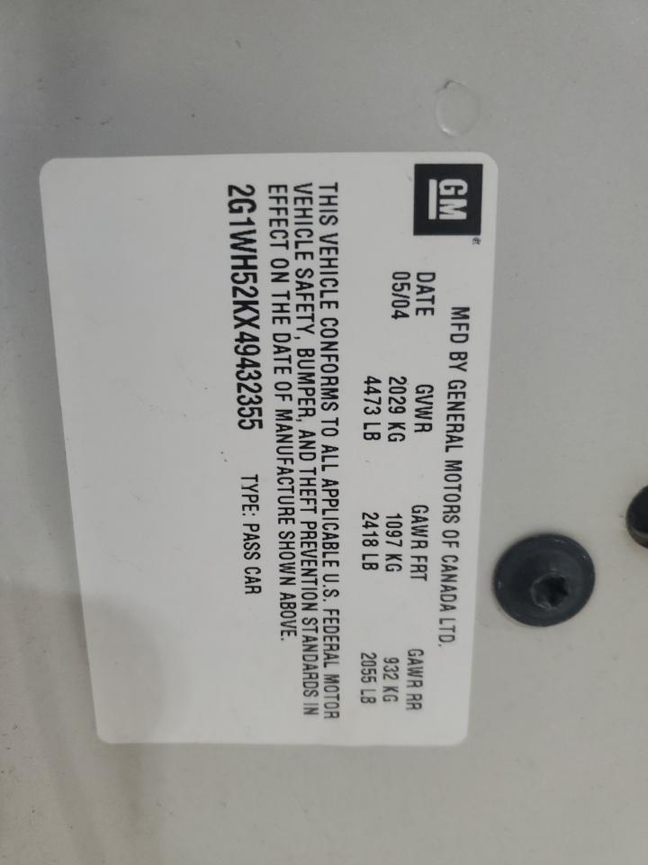 2004 Chevrolet Impala Ls VIN: 2G1WH52KX49432355 Lot: 92419695