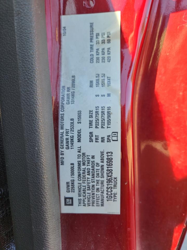 2005 Chevrolet Colorado VIN: 1GCCS196X58169813 Lot: 91424695