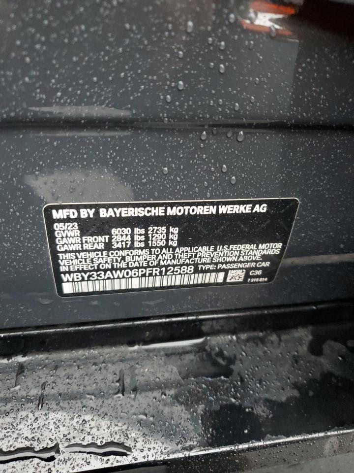 2023 BMW I4 M50 VIN: WBY33AW06PFR12588 Lot: 89675325